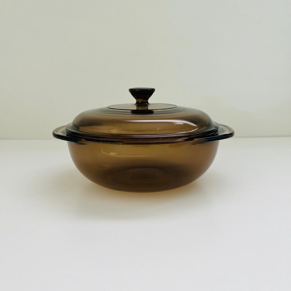 PYREX Amber Glass 023 Round 1.5L Casserole Baking Dish With Lid